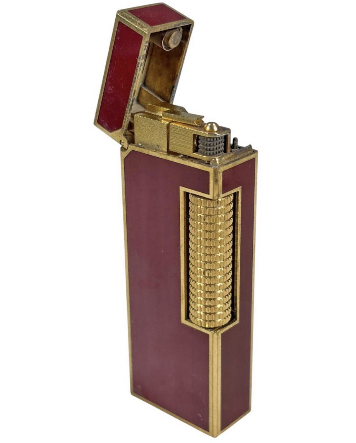 Dunhill Rollagas - Box & Papers - Gold Plated Ruby Red Laquer Vvhtf