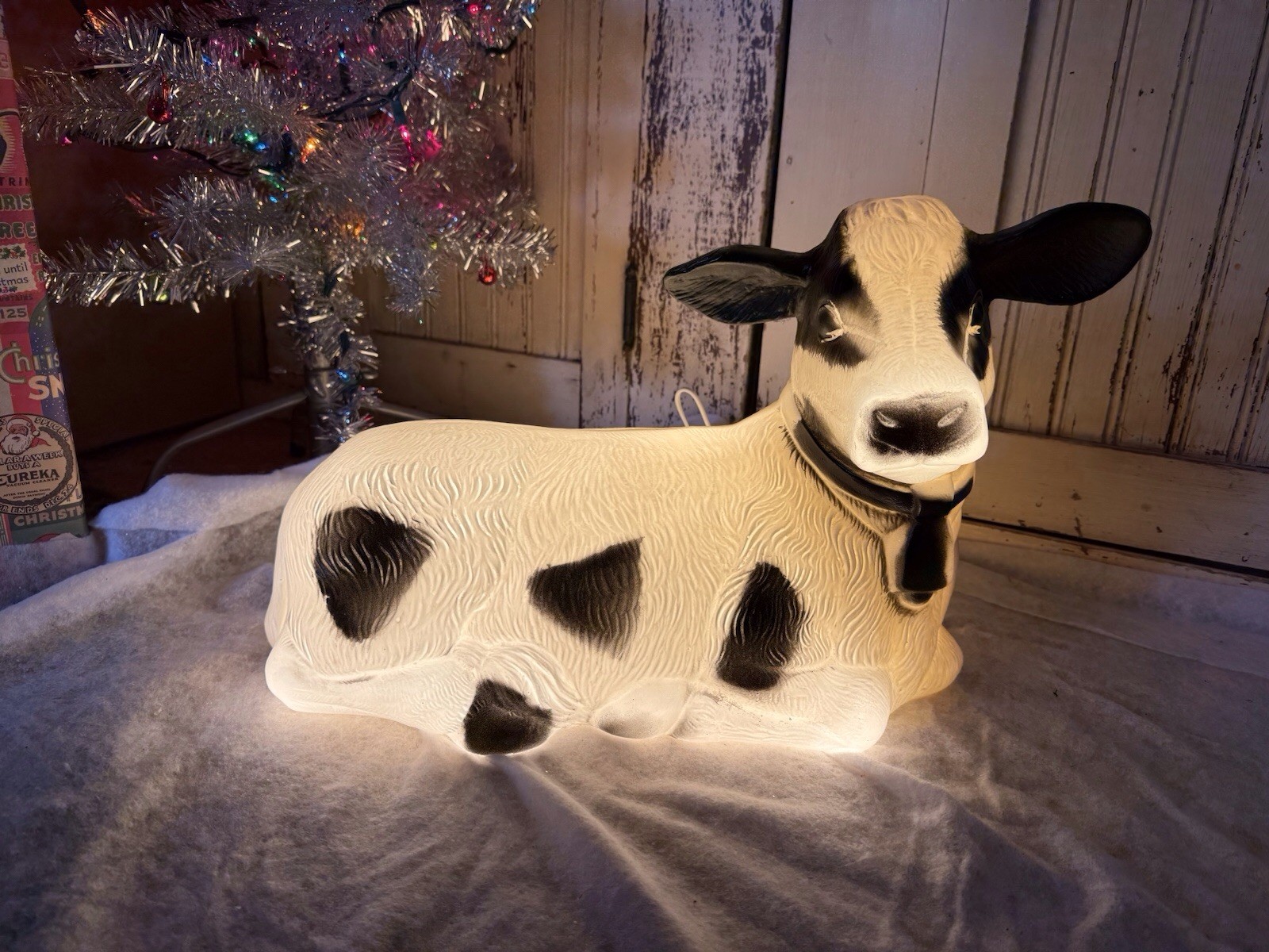Blow Mold Cow Light Up Union Products New Nativity Black And White