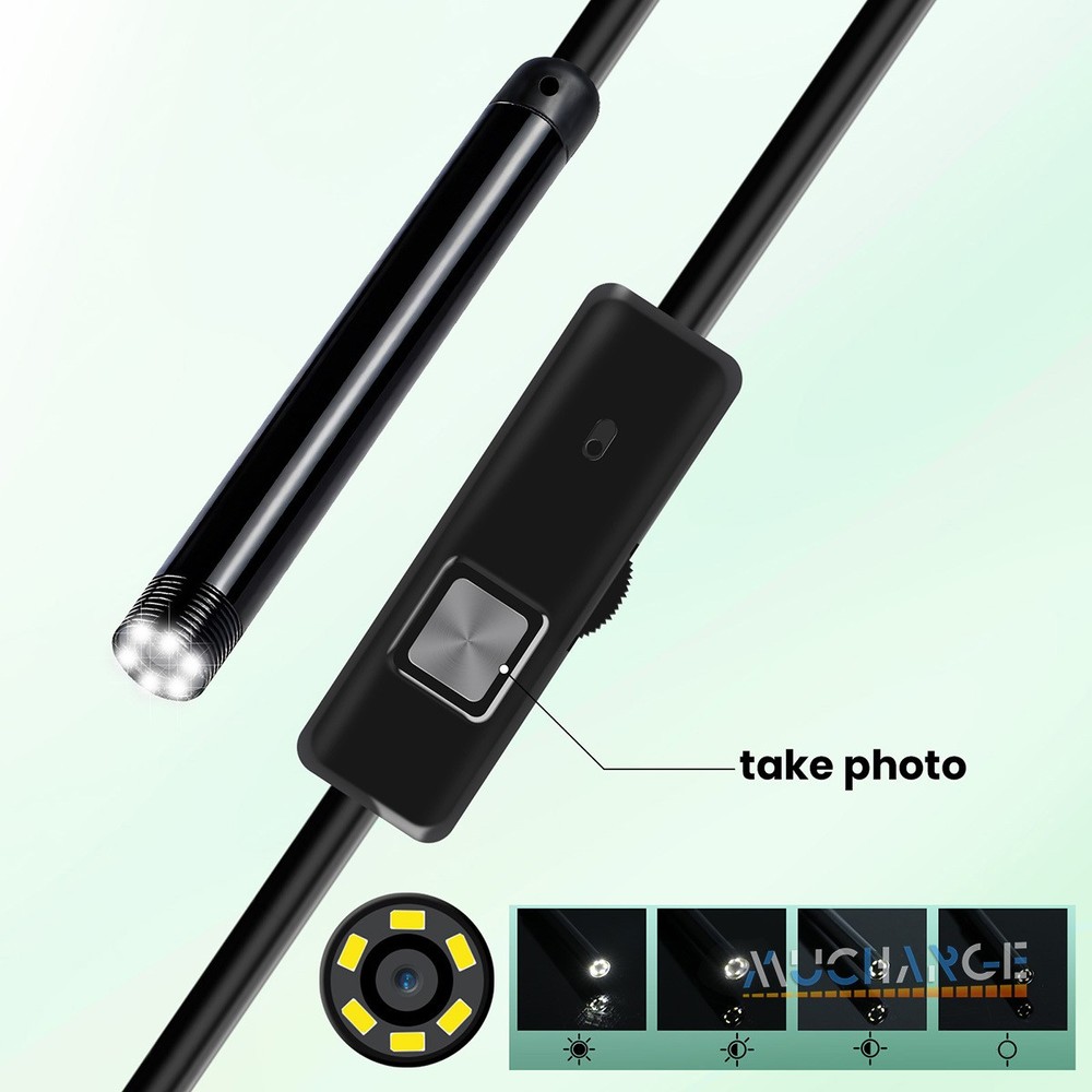 HD 16.4FT Borescope Camera with 6 LED Lights Type-C Waterproof For Android PC