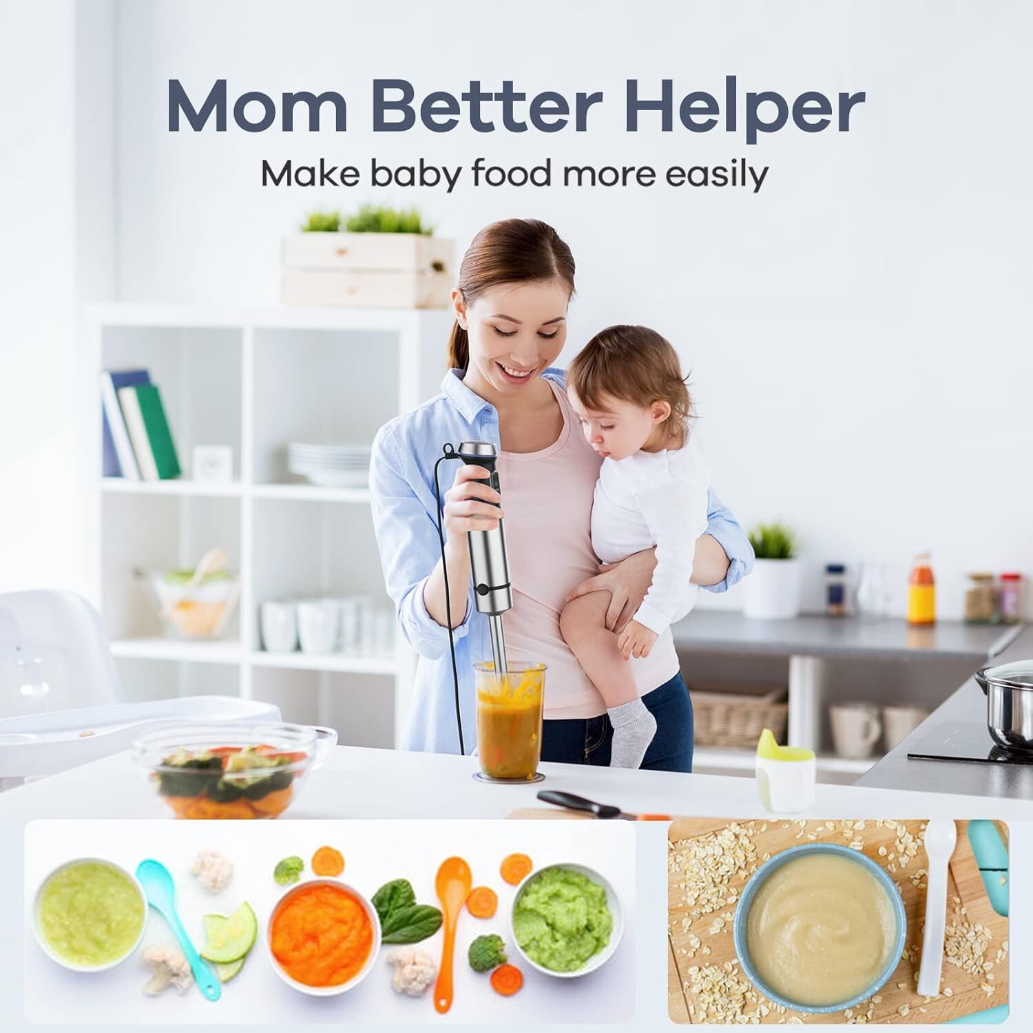 Heavy Duty Stainless Steel Immersion Blender - 8-in-1 with Turbo Boost Function