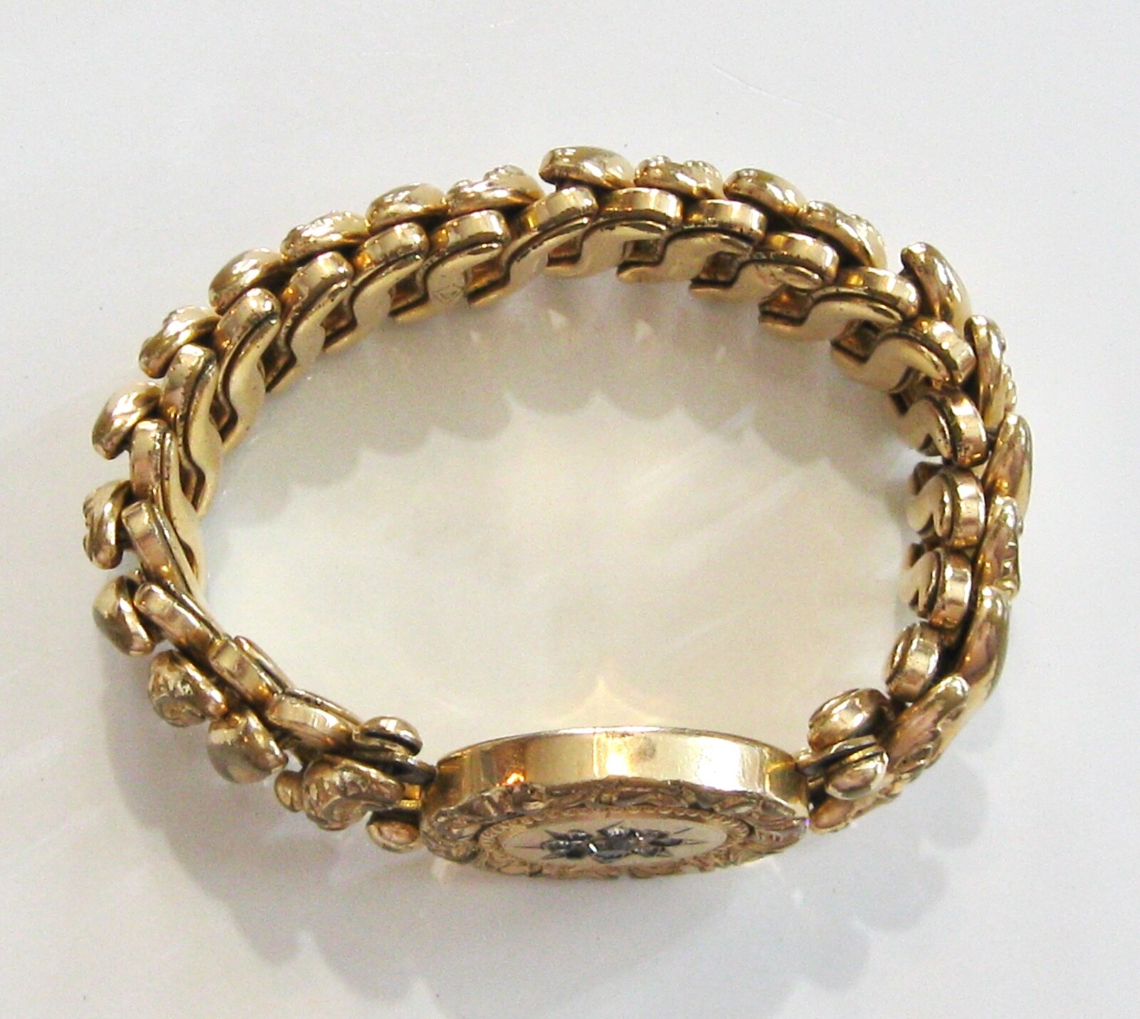 VINTAGE 1940'S WWII ERA SWEETHEART EXPANSION STRETCH BRACELET w RHINESTONES ACME