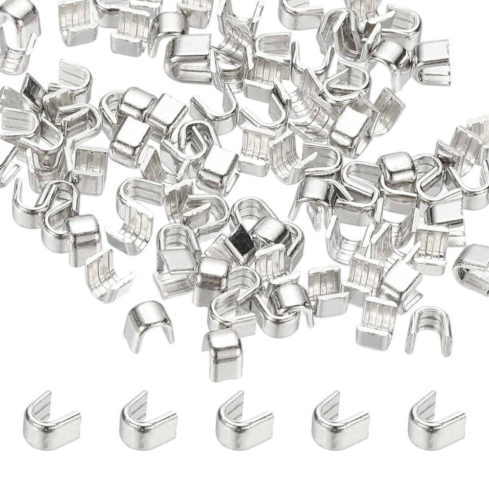 Zipper Slider Retainers [50pcs] - #8 U Shape Top Stoppers - [Silver]
