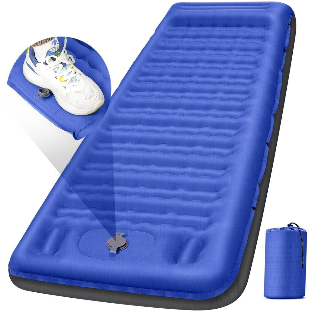 Inflatable Camping Sleeping Pad with Pillow & Pump - 5 Thick Lightweight Ma