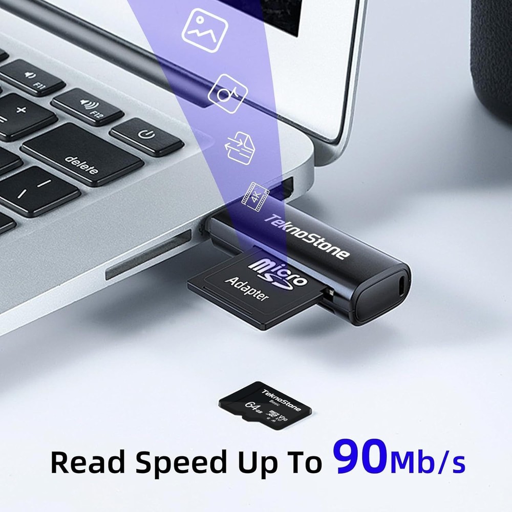 Basic 128GB MicroSDXC Flash Memory with Adapter 90MB/s Read 50MB/s Write UHS-...