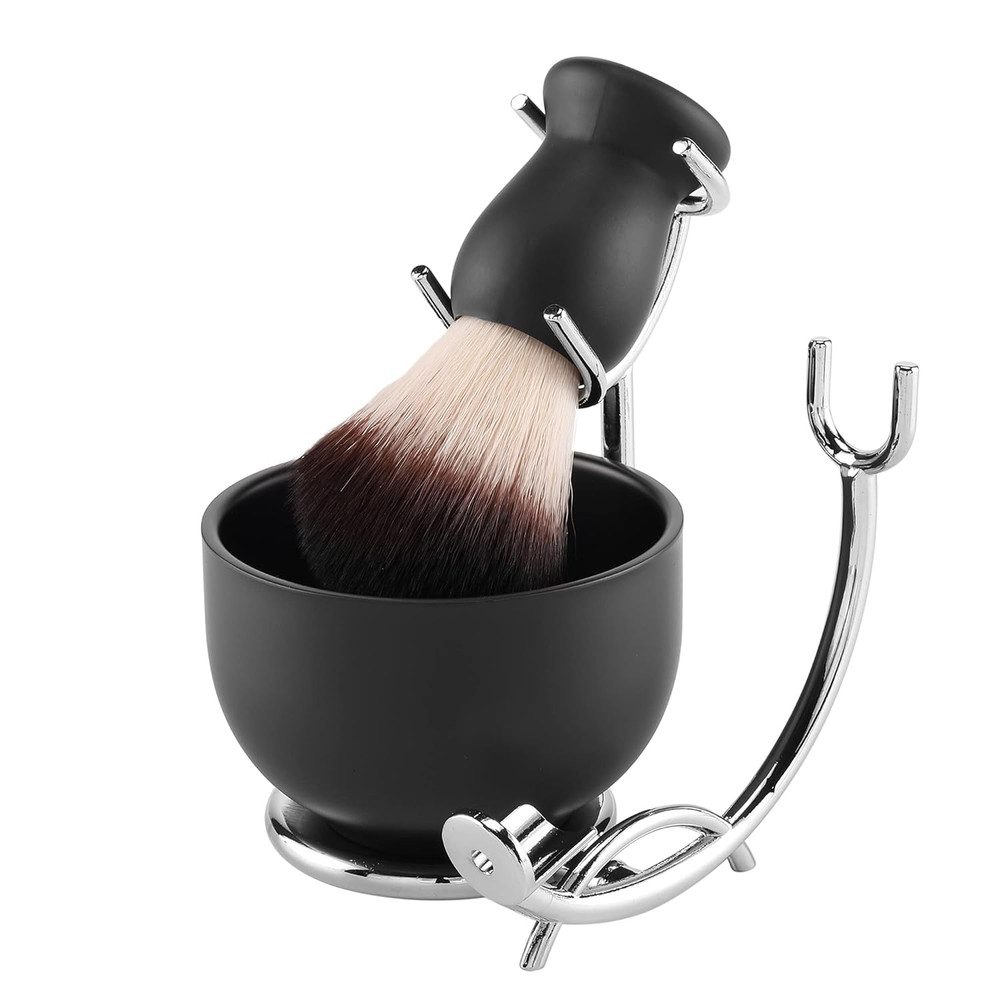Shaving Brush Set with Black Solid Wood Handle, Shaving Kit for Men Includes Sha