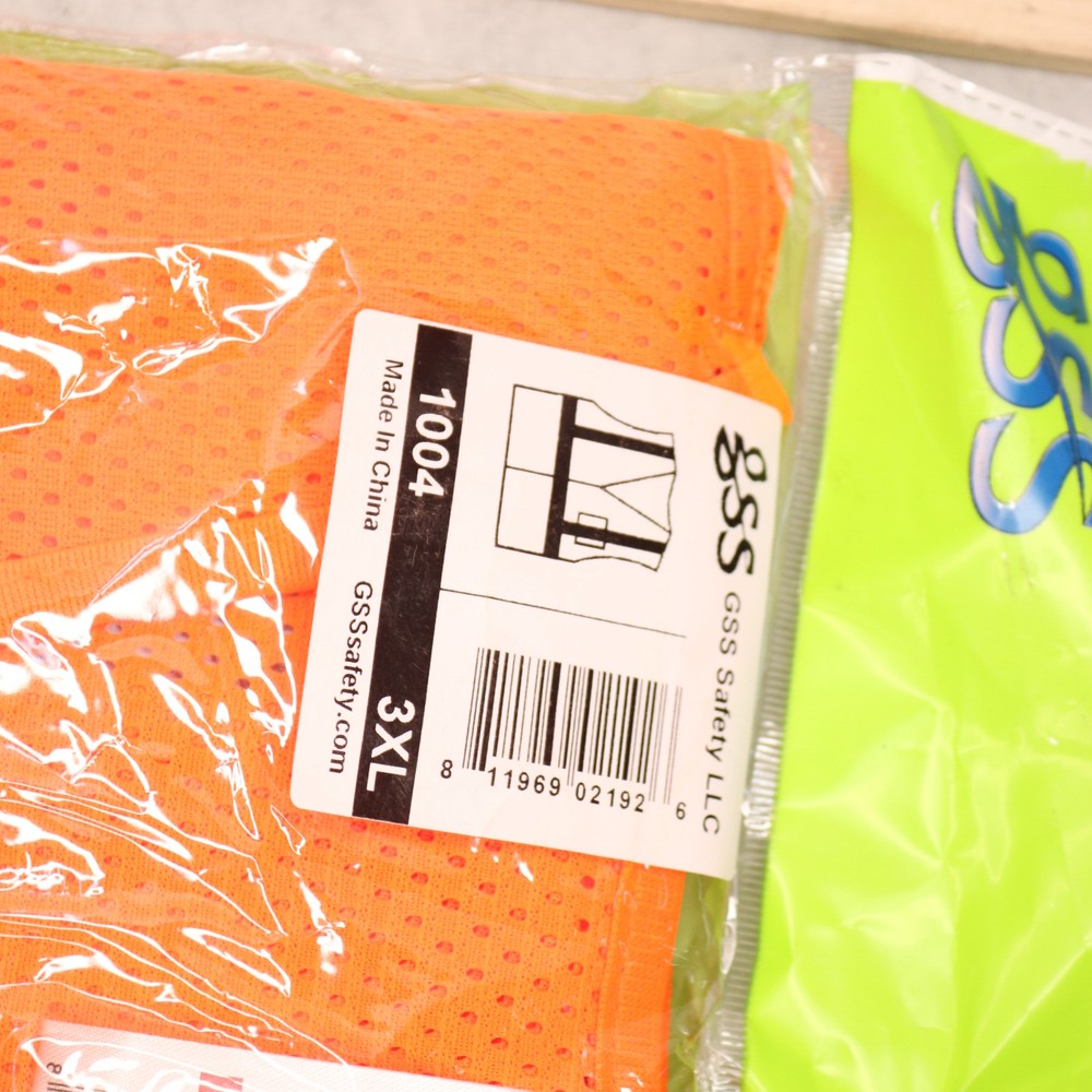 GSS Standard Hook & Loop Mesh Safety Vest w/ 2 Pockets Class 2 Orange M