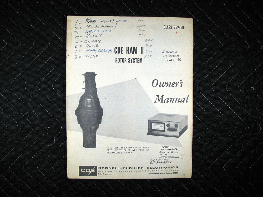 Original CDE Ham II Rotor System Manual