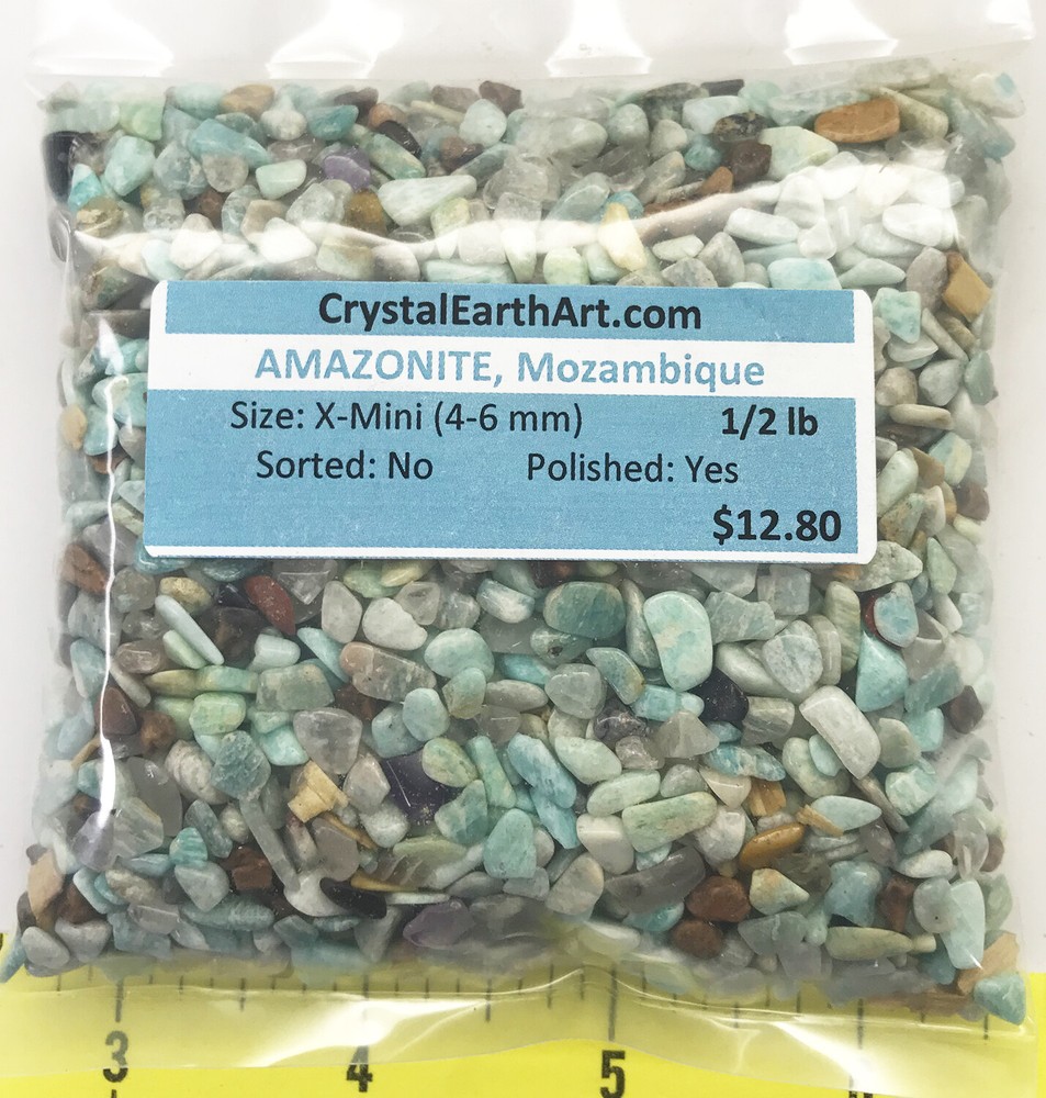 AMAZONITE X-Mini (4-6mm) tiny polished blue stones 1/2 lb.