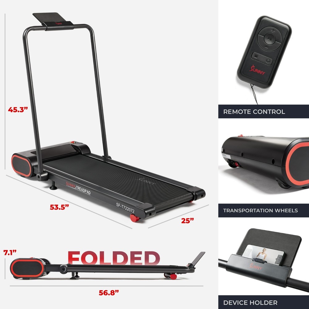 Compact Foldable Dual Mode Smart Walking Pad Treadmill with Remote and Safe Key