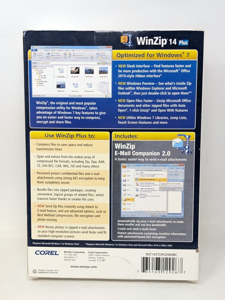 Corel WinZip 14 Plus for Windows - NEW SEALED