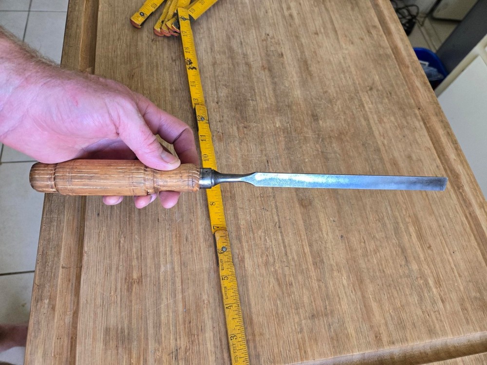 Antique Cabinet Makers Chisel LONG  14 1/2"  Woodworking Chisel 9/ 16"