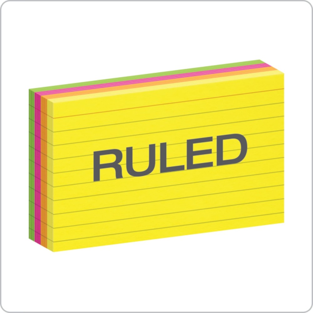 Ruled Index Cards 3x5, Neon Assorted, 300 Sheets, Study Notes