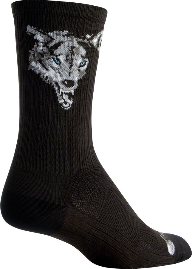 SockGuy Wolf Compression Socks Small/Medium Unisex Black