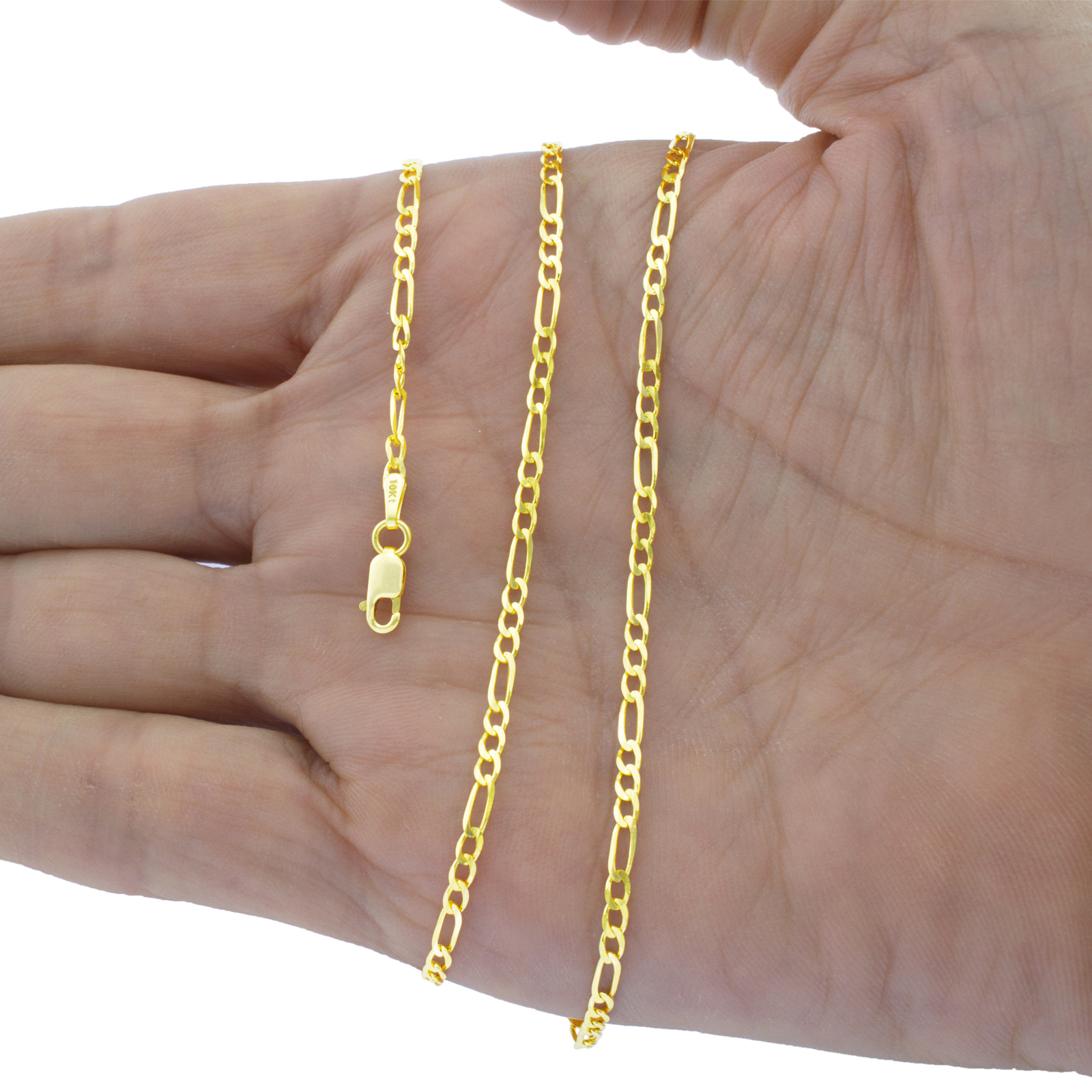 10K Real Yellow Gold 2mm-9mm Figaro Chain Link Pendant Necklace Bracelet 7"- 30"