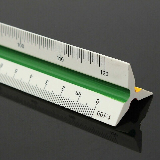 30cm/12" Solid Plastic Metric Triangular Scale Ruler Architect Engineers