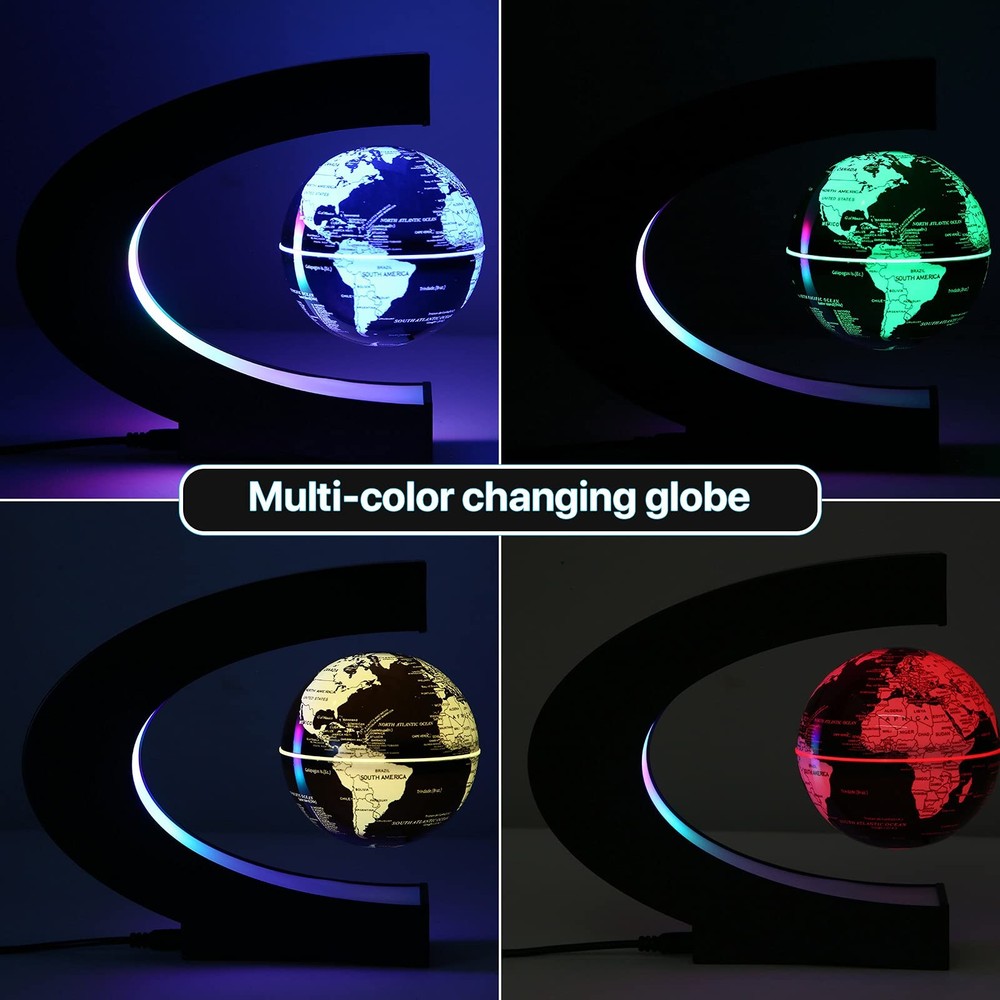 MultiColor Changing Magnetic Levitation Floating World Map Globe, Floating Gl...