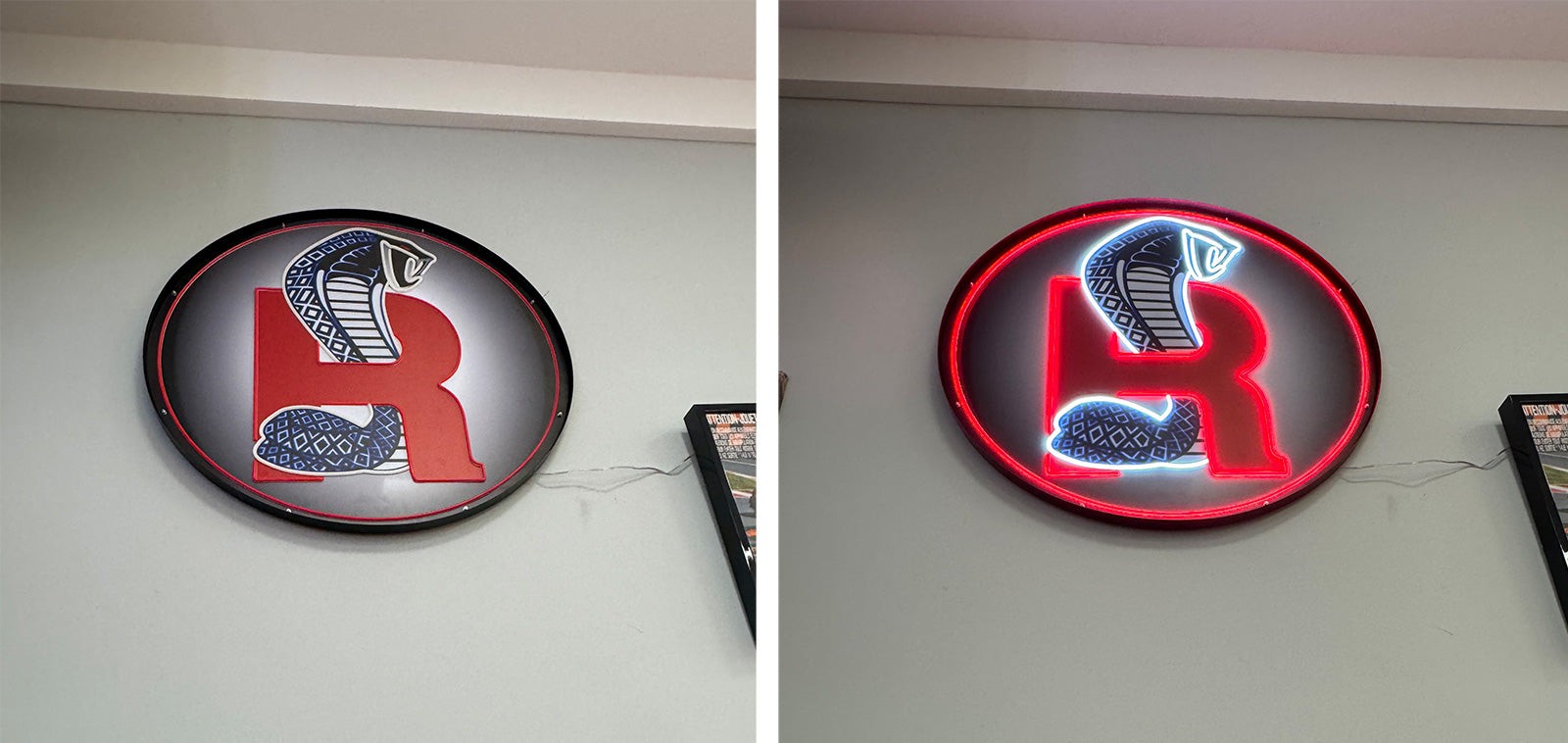 1993 1995 2000 Cobra R Snake 36" Round Garage Wall Light Up LED Flex Neon Sign
