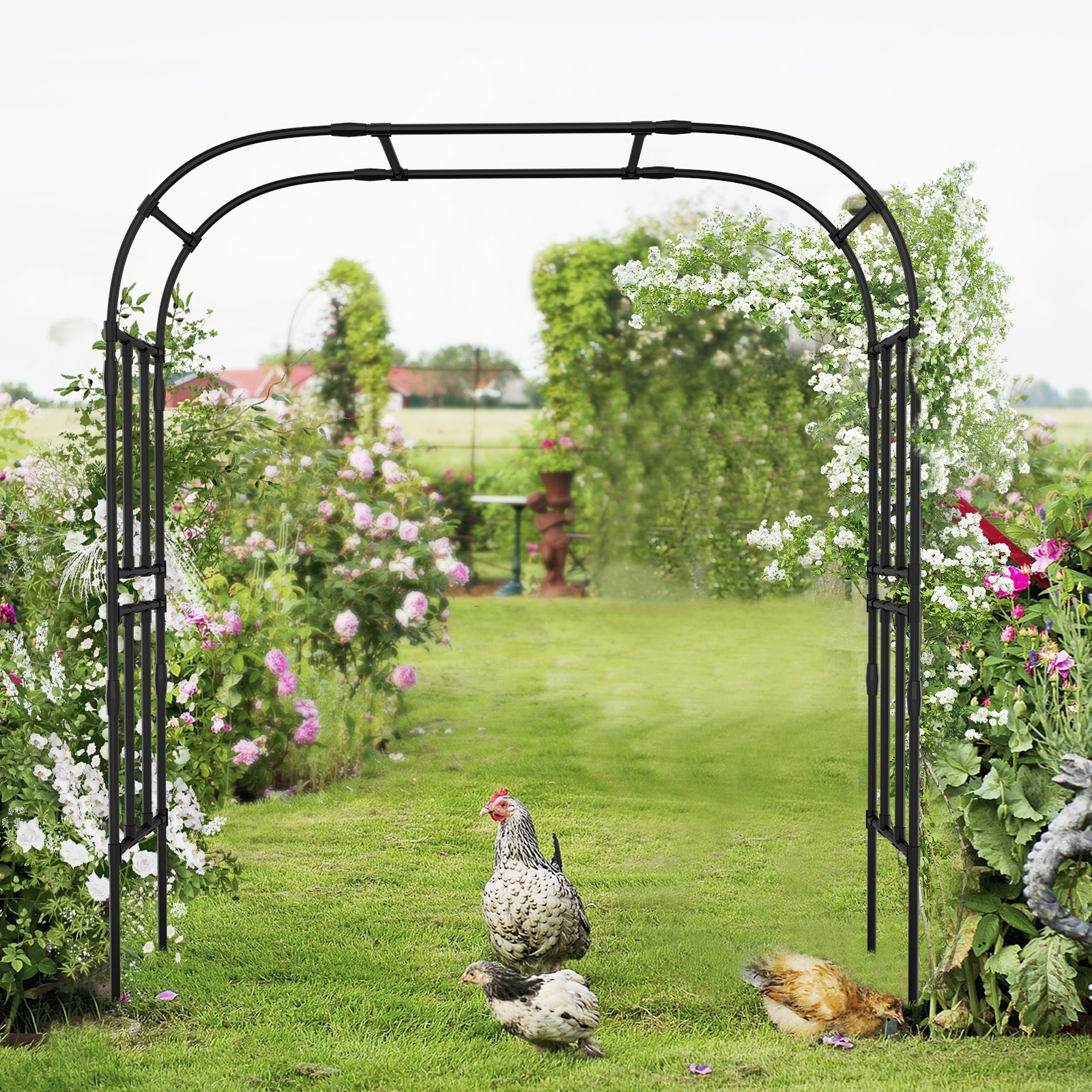 SUNYRISY Metal Garden Arch Trellis for Climbing Plants Garden Arbors and Arches
