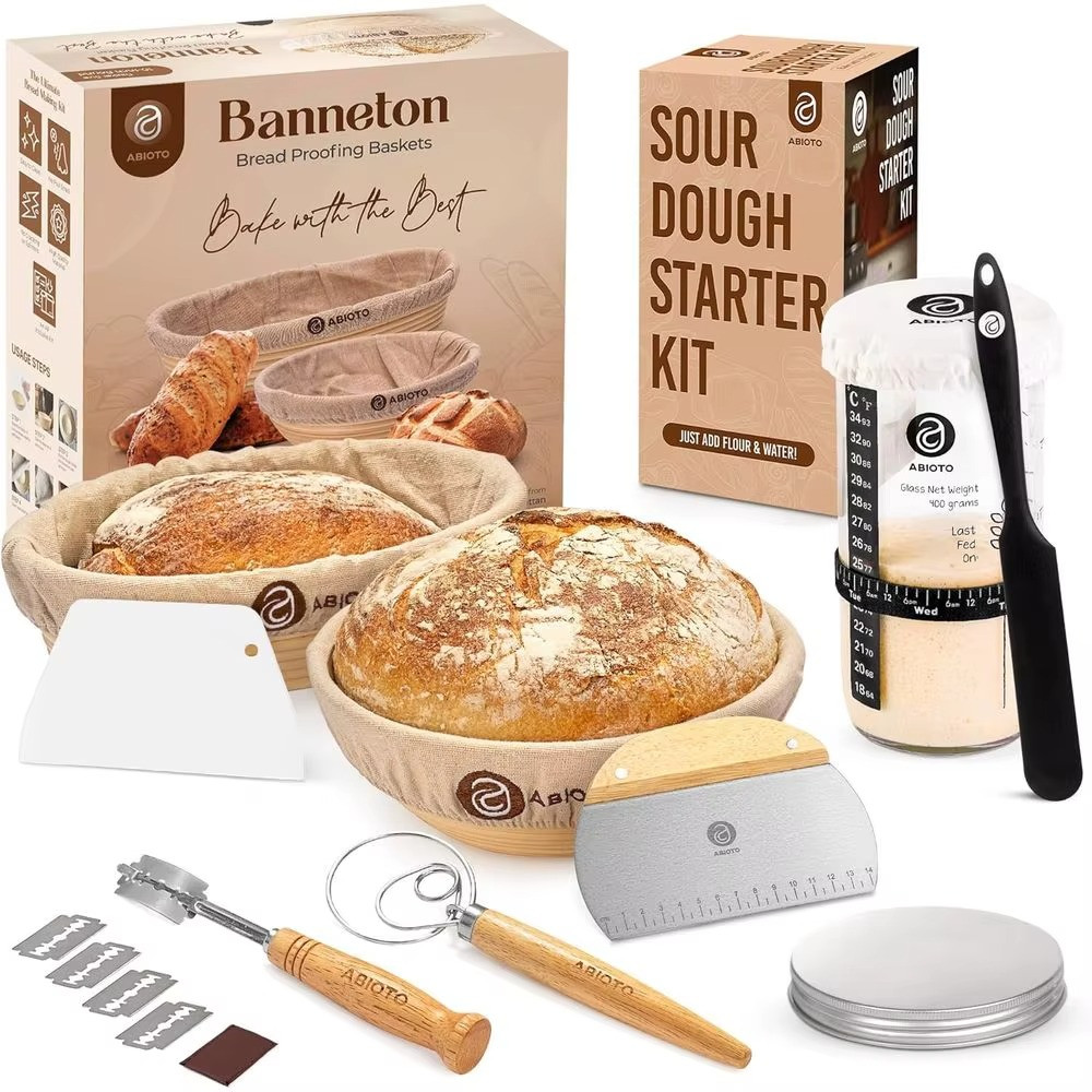 Sourdough Starter Kit Bread Baking Set Proofing Baskets Jar Artisan Bread