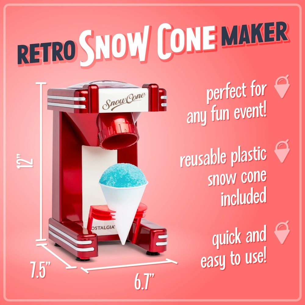 EUC Nostalgia Electrics 50's Style Snow Cone Maker Red
