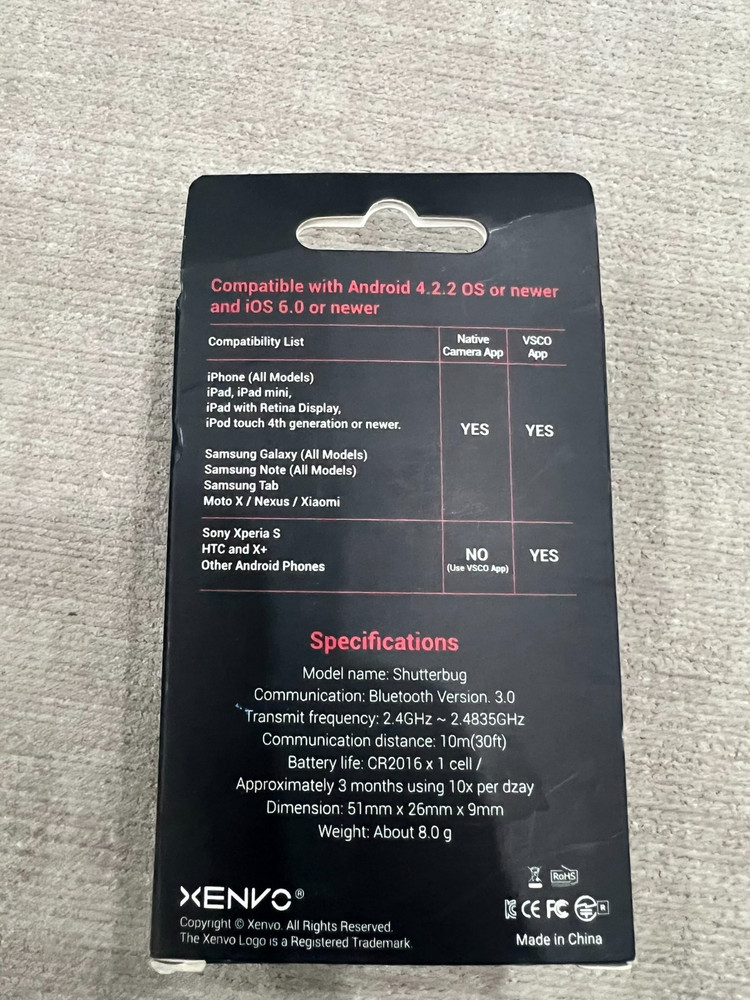 NEW Xenvo Shutterbug - Remote Bluetooth Shutter