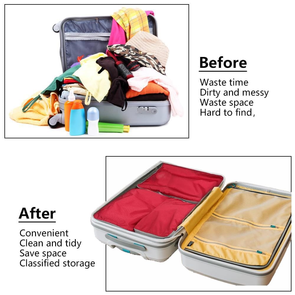 3 Set Compression Packing Cubes with Handle Travel Essential for Suitcases Ny...