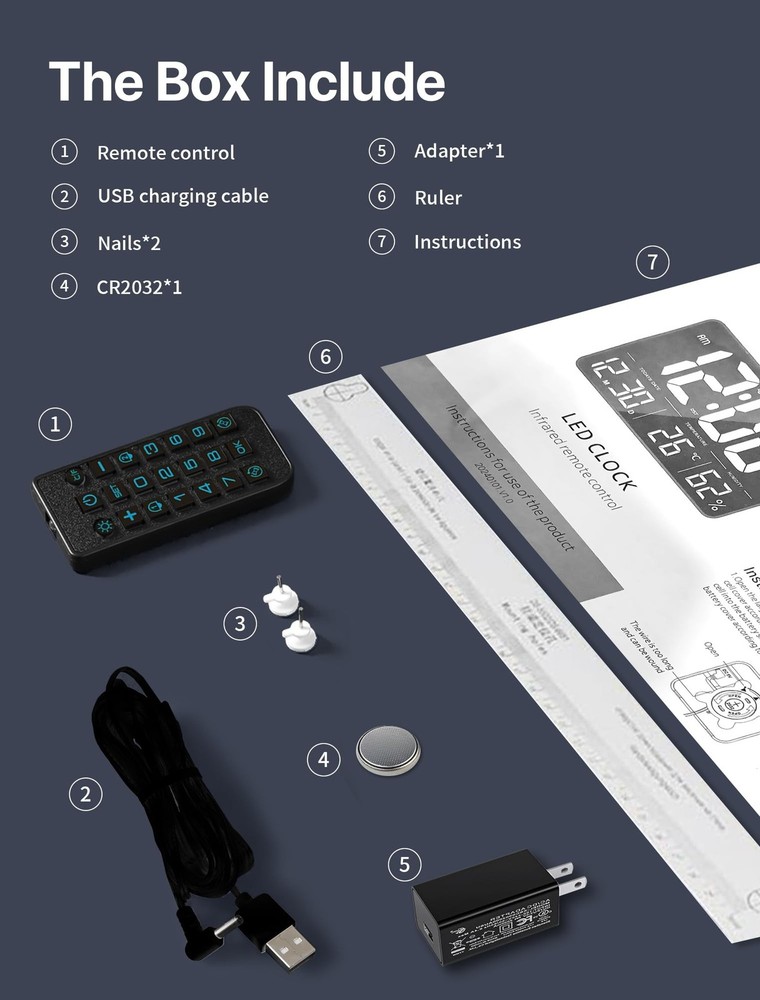 MASHI Digital Clock,13" Large Display Digital Wall Clock, Adjustable Brightne...