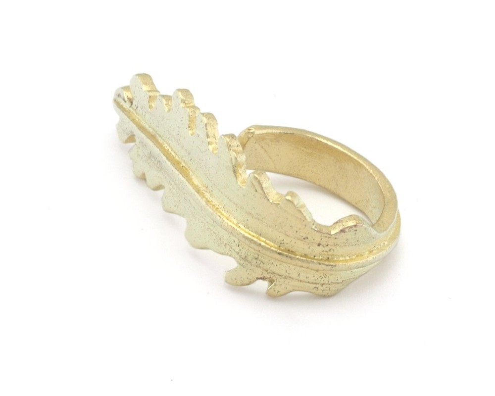 Leaf Ring Adjustable Raw Brass (16mm 5US inner size) 3072