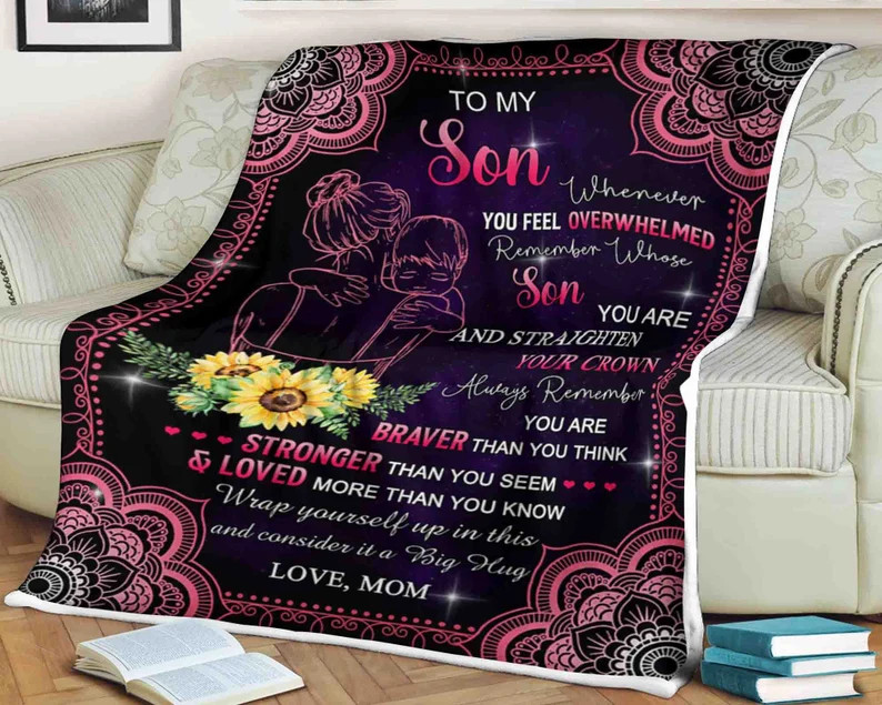 Personalized Flower Blanket to My Son Custom Name Gift