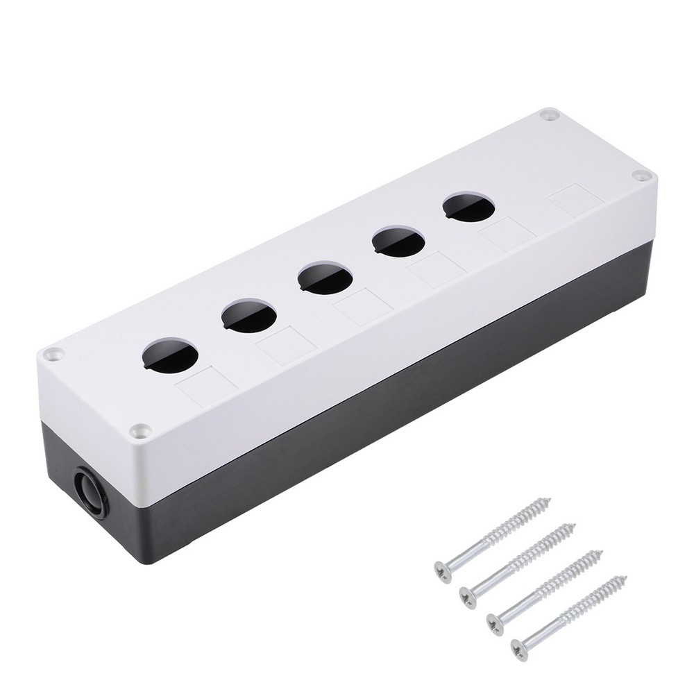 Push Button Switch Control Station Box 22mm 5 Button Aperture (White,Black) 1set