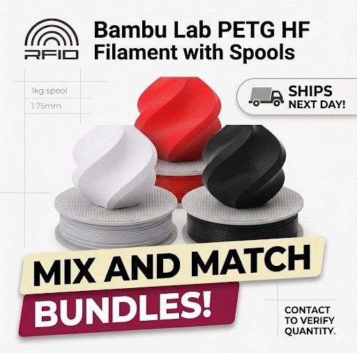 Bambu Lab PETG HF Filament – Pick Your Color – Bundle Pricing Available