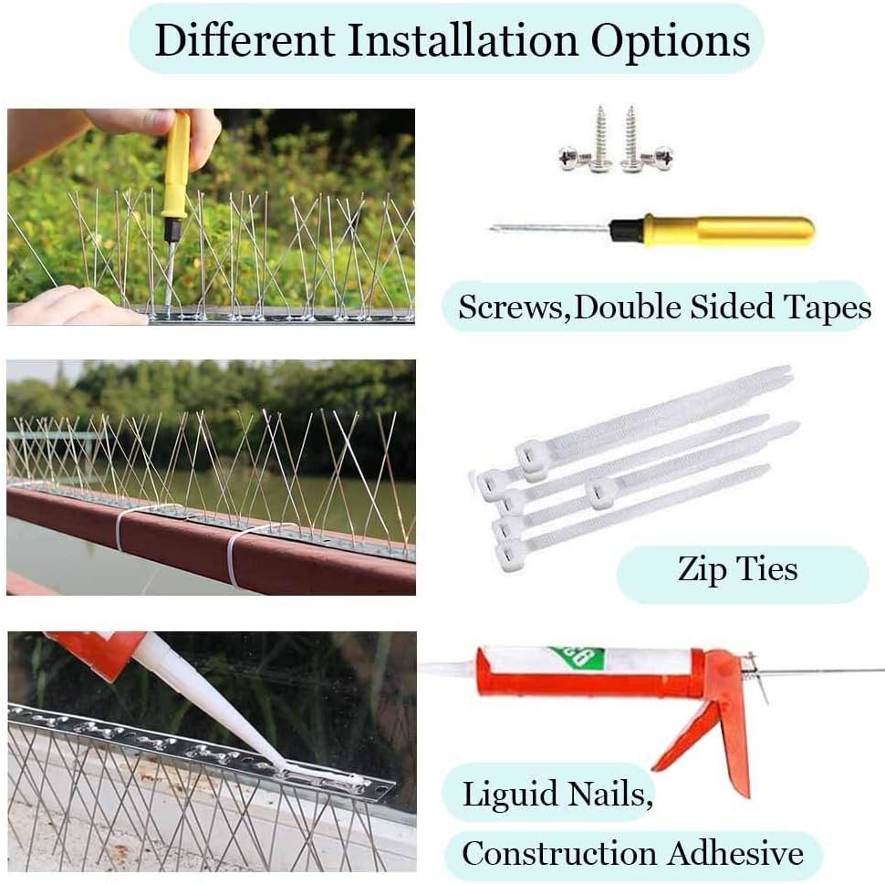 Rust-Resistant Bird Spikes - 17 Strips, DIY Installation