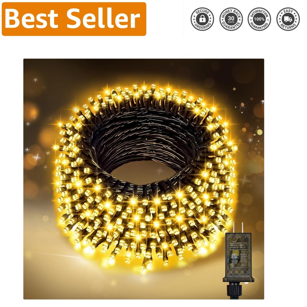 Waterproof 200 LED Connectable String Lights - 66FT Warm White for Holiday Decor