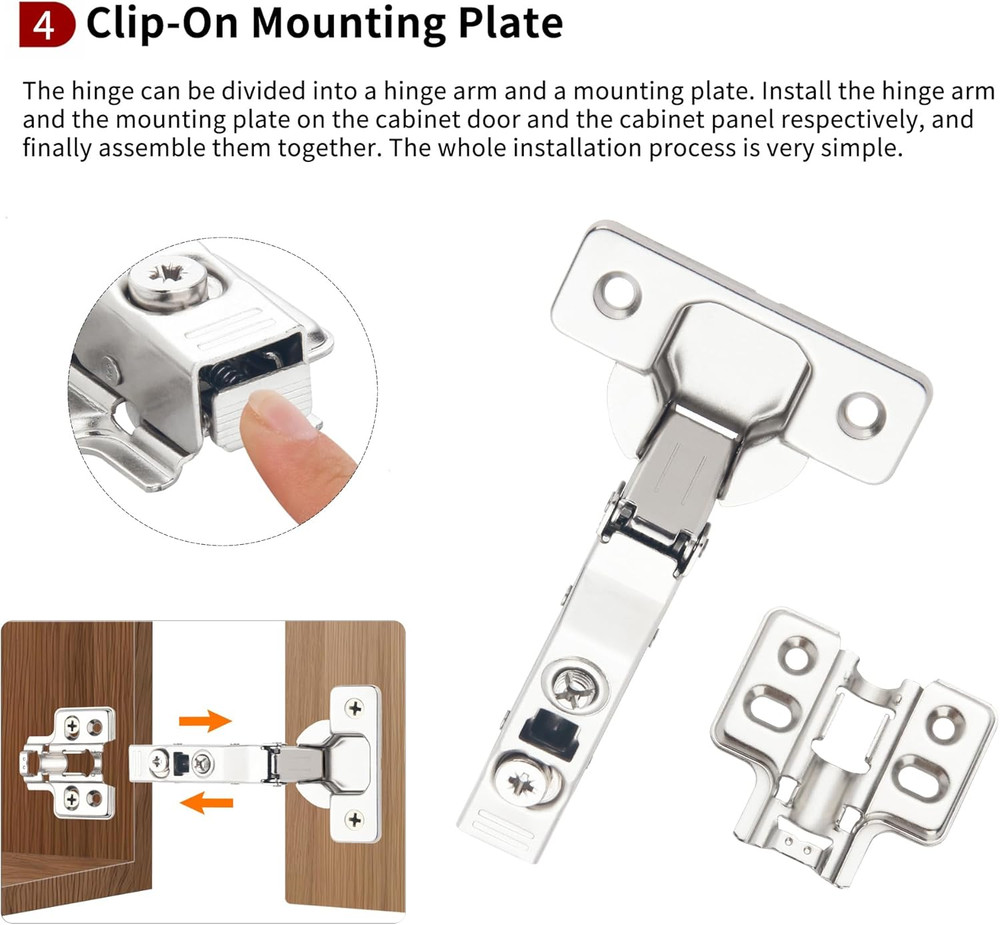 60 Pack Soft Close Concealed Hinges for Kitchen Cabinets, 105° Angle