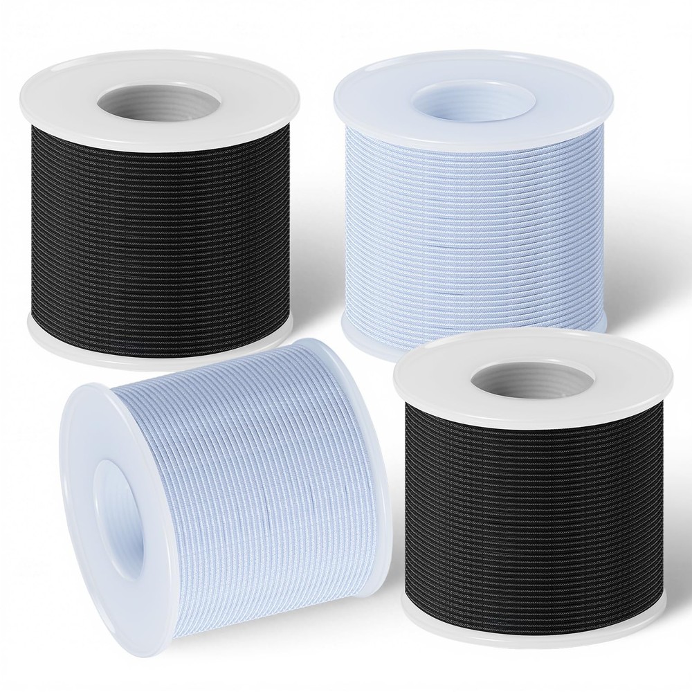 YGKSAA 4PCS Stretchy String for Bracelet Making, 1mm Beading Black,white