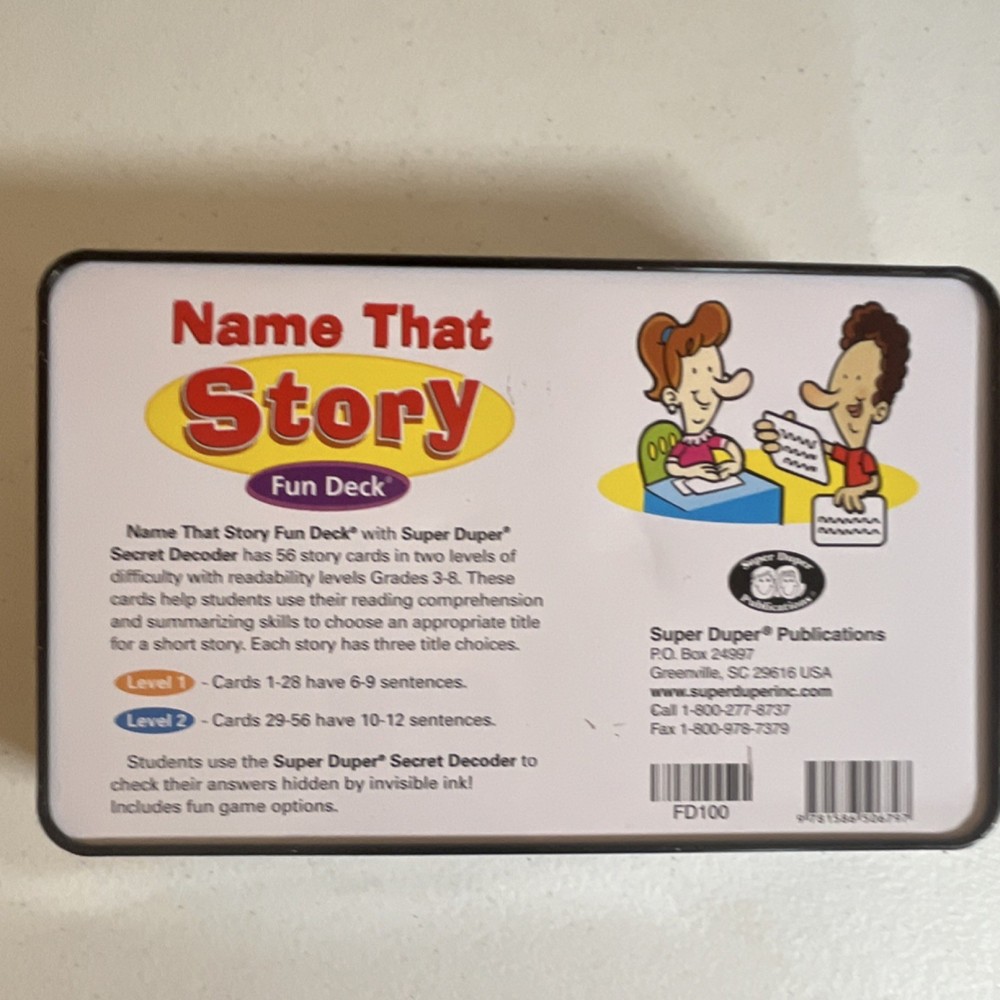 Super Duper Publications Name That Story Fun Deck Decoder FD100 Grades 3-8