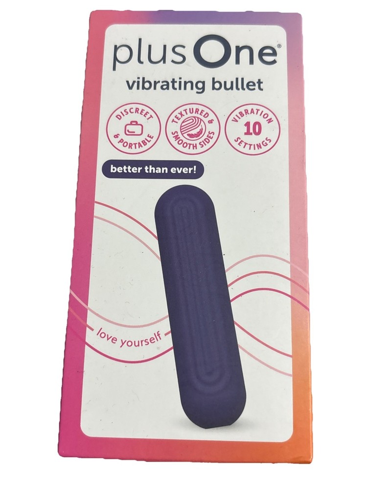 plusOne Vibrating Bullet Soft Touch Massager, 10 Vibration Settings, Waterproof