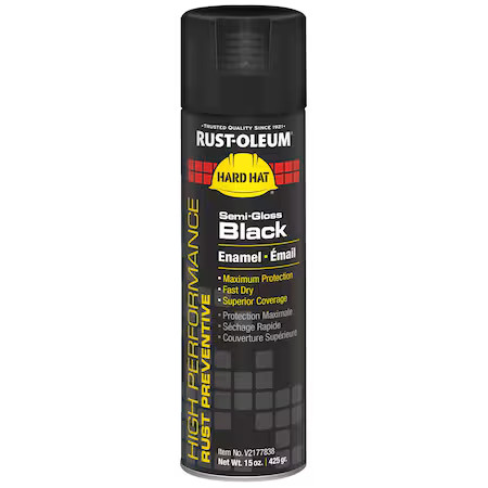 Rust-Oleum V2177838 Rust Preventative Spray Paint, Black, Semi-Gloss, Solvent,