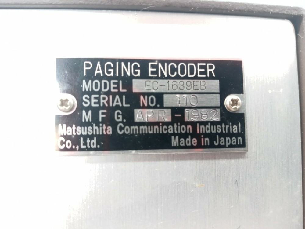 Matsushita Communication 1982 paging encoder MODEL EC-1639EB