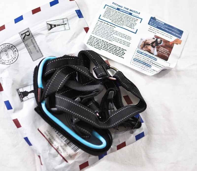 dog muzzle for barking, biting & chewing adj. loop soft padding XL 13-17" snout