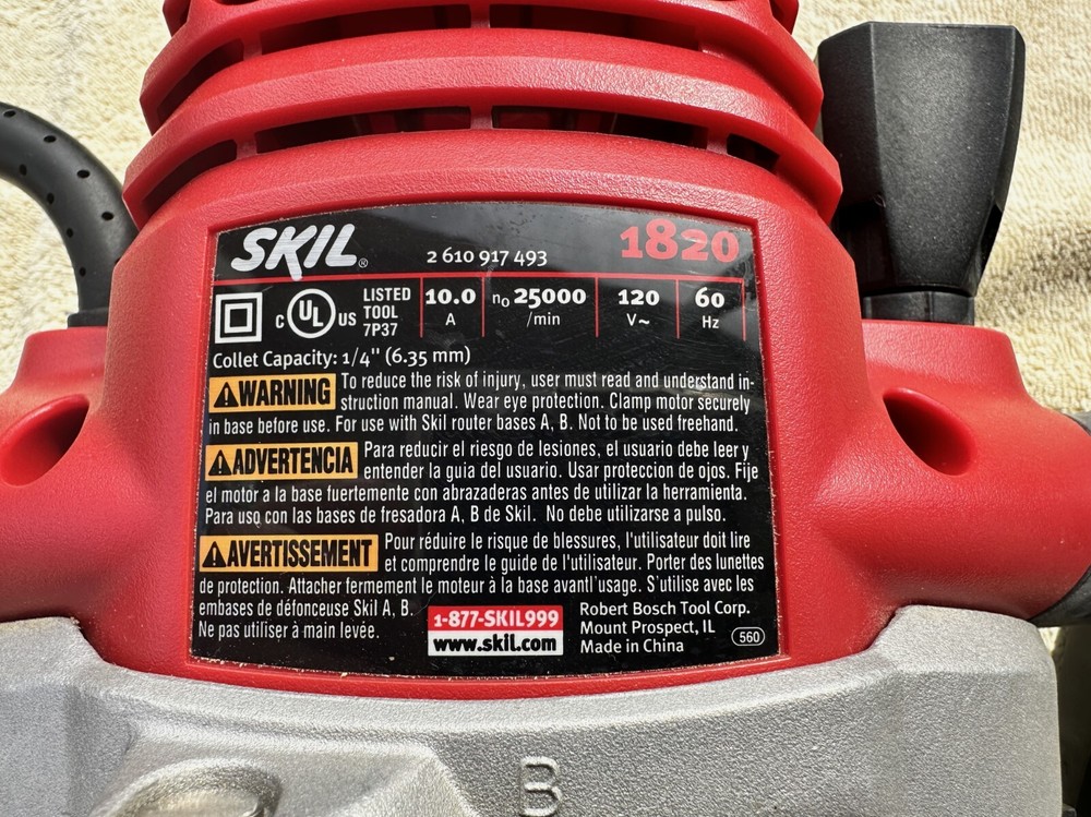 SKILL 2HP ROUTER MODEL NO. 1820 AS PICTURED