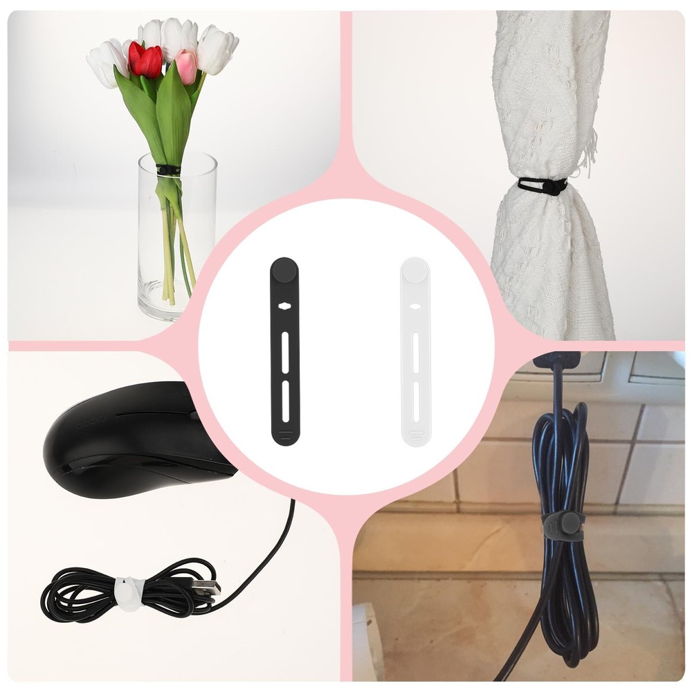 Molain Reusable Cable Ties, 20Pcs Adjustable Silicone Multifunctional Cable S...