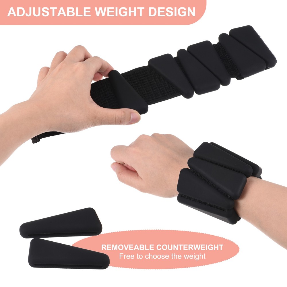 2pack 2lbs Total (1lb Each) Adjustable Wrist Ankle Weights Black