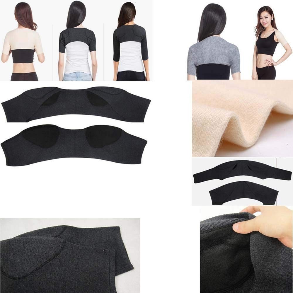 Knitted Double Shoulder Brace Warm Support Stability Compression Sleeve Wrap ...