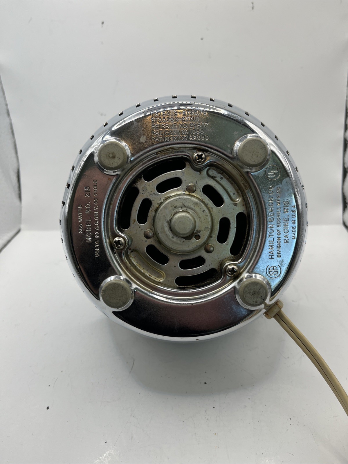 Vintage Hamilton Beach Model 215 Chrome 2 Speed Blender &Milk Shake MADE IN USA