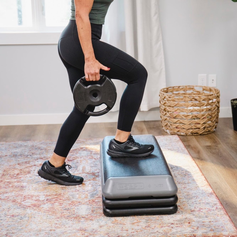 Aerobic Step with 4 Stackable Risers - Safe & Durable for Home Fitness