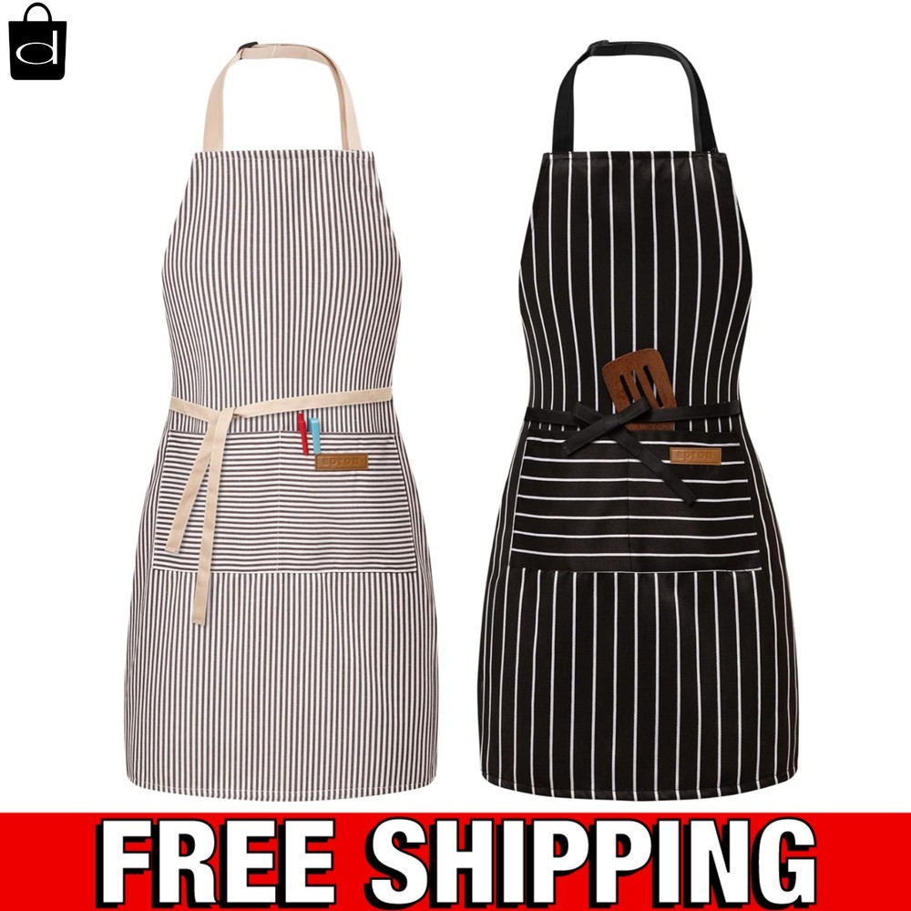 Gift-Ready 2 Pack Adjustable Chef Aprons - Stylish and Functional Design