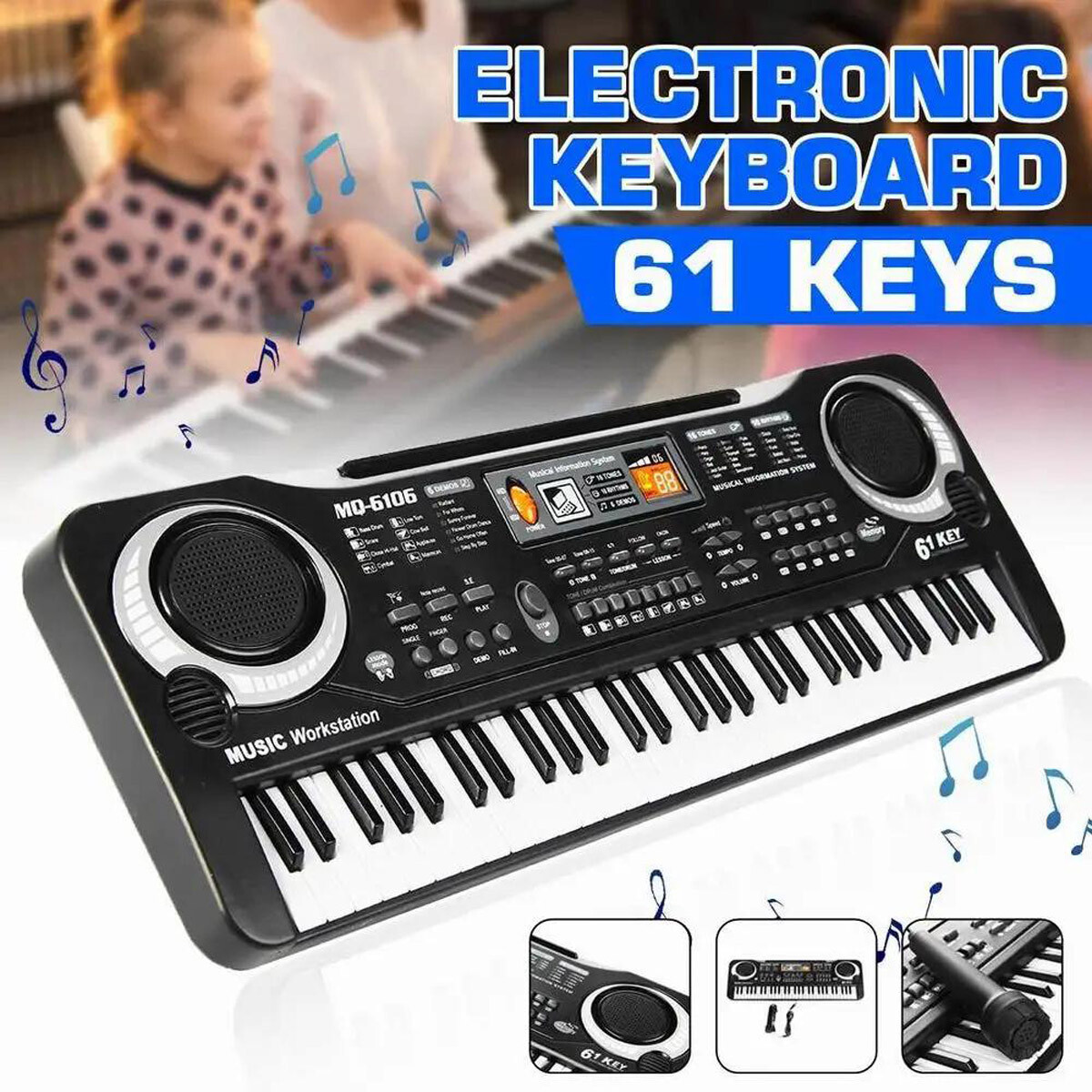 61-Key Electric Digital Piano Portable Kids Beginner Keyboard