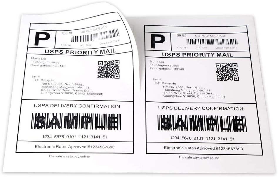 [100 Sheets; 200 Labels] 100 Sheets -（200 labels, 2up）, White