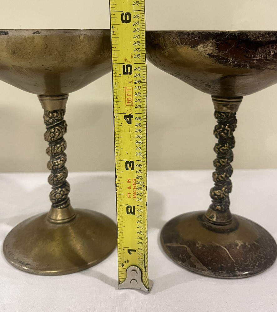 3-Vintage Valero EPB Silver Spain Gothic WEDDING GOBLETS Pedestal Champagne Cups